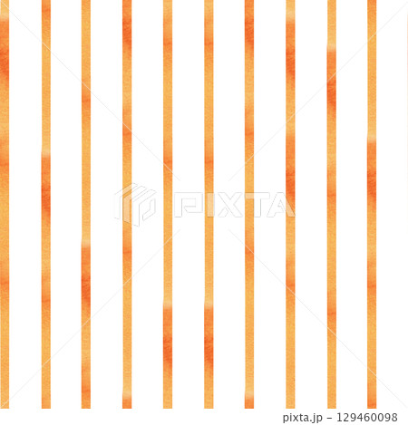 Seamless pattern with gradient orange stripes. Watercolor illustration of repeating stripes hand drawn for printing on packaging, fabric, background design. 129460098
