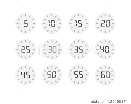 ストップウォッチ　タイマー　時間　イラストセット 129460174
