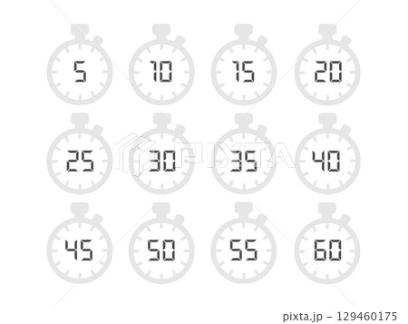 ストップウォッチ　時間　イラストセット 129460175