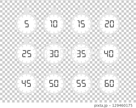 ストップウォッチ　時間　イラストセット 129460175