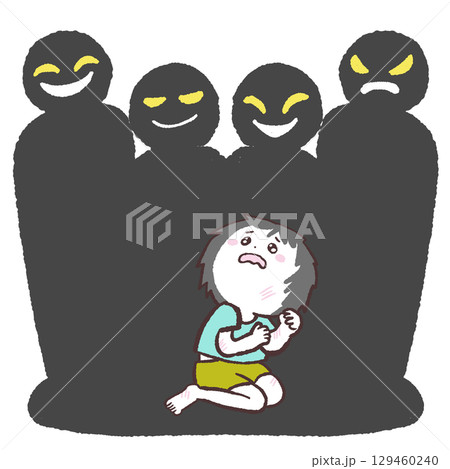 虐待におびえる子供のイラスト 虐待におびえる子供のイラスト 129460240