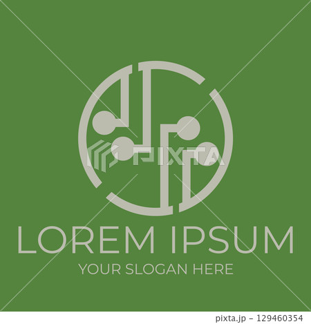 Futuristic Electronic Circuit Logo 129460354