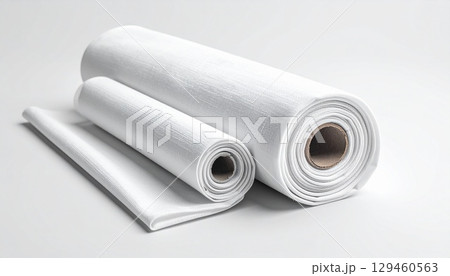 roll of toilet paper on white background mock up 129460563