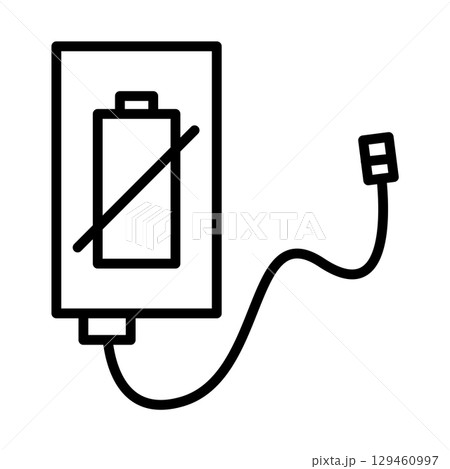 電池切れのモバイルバッテリーのアイコン。 電池切れのモバイルバッテリーのアイコン。 129460997