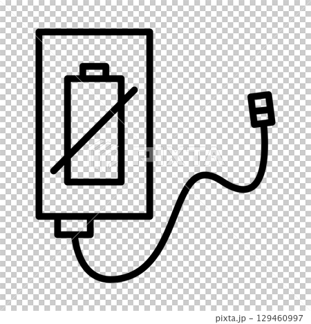 電池切れのモバイルバッテリーのアイコン。 電池切れのモバイルバッテリーのアイコン。 129460997