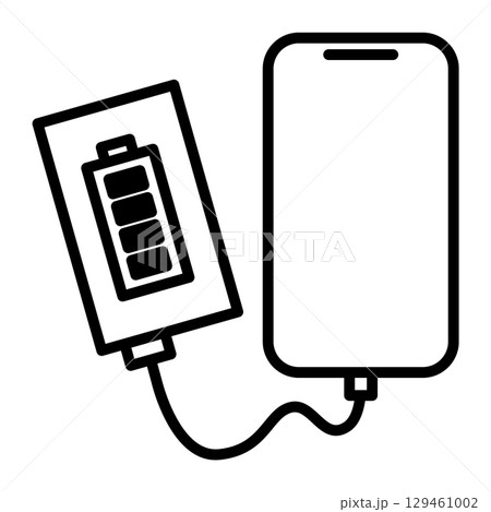 モバイルバッテリーとスマートフォンのアイコン。 129461002