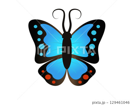 Beautiful winged insect butterfly icon with blue and black morpho wings outspread Beautiful winged insect butterfly icon with blue and black morpho wings outspread 129461046