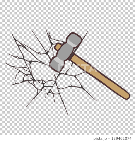 Illustration material of breaking with a hammer Illustration material of breaking with a hammer 129461074