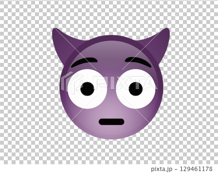 Purple demon devil embarrassed face icon with horns 129461178