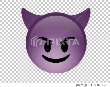 Isolated purple demon devil smiling face icon with Horns 129461179