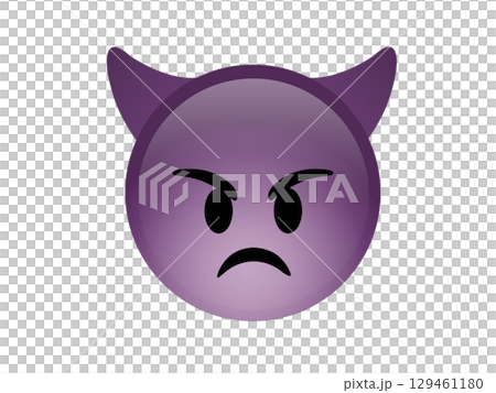 Isolated purple demon devil angry face icon with Horns 129461180
