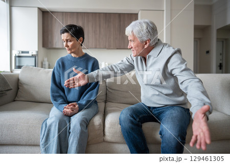 Older wife enduring verbal aggression from hysterical partner in toxic domestic struggle dependency Older wife enduring verbal aggression from hysterical partner in toxic domestic struggle dependency 129461305