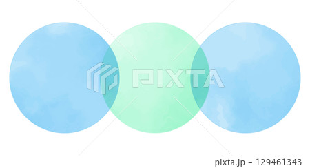 水彩のおしゃれなベクターのサークルフレーム　ドット　青 129461343