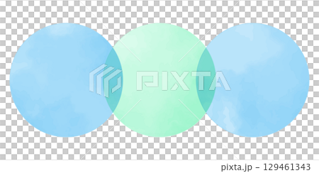 水彩のおしゃれなベクターのサークルフレーム　ドット　青 129461343