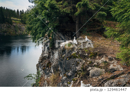 Landscape of the mountain park Ruskeala in the Republic of Karelia 129461447