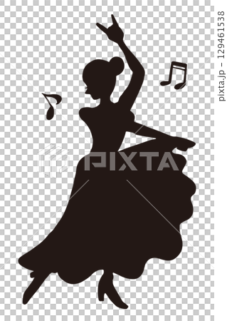 女子跳佛朗明哥舞的剪影插圖 129461538