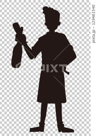 Silhouette illustration of a man standing with a glass of wine in his hand Silhouette illustration of a man standing with a glass of wine in his hand 129461540