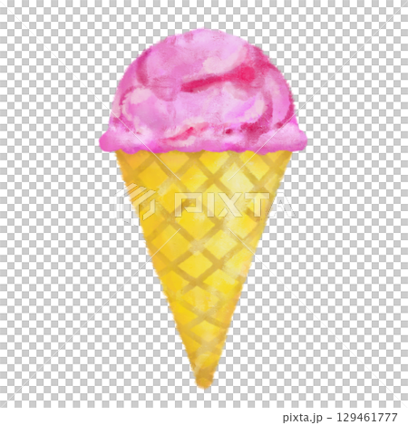 Hand-painted stylish ice cream cone strawberry marble 129461777