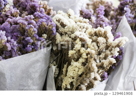 Dried herb aroma flowers in street market Chiang Mai, Thailand 129461908