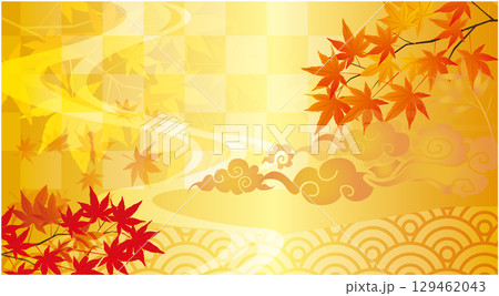 秋の紅葉和風背景 129462043
