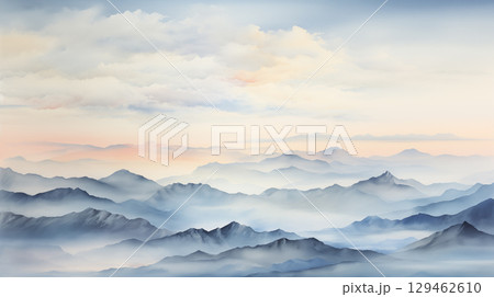 mountains landscape. landscape in watercolor style mountains landscape. landscape in watercolor style 129462610
