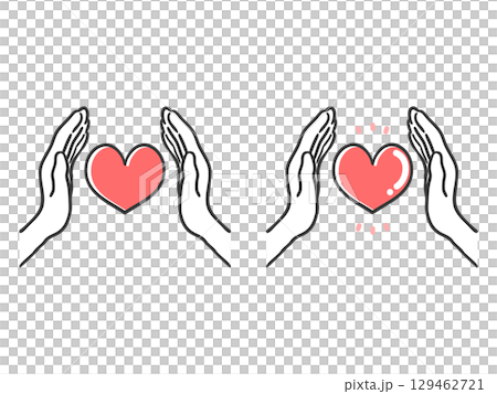 Illustration of two hands and a heart 2 Vector 129462721