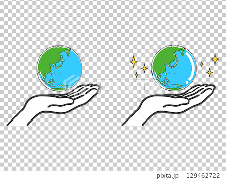 一手拿著地球儀的插圖(日本各地)2 向量 一手拿著地球儀的插圖(日本各地)2 向量 129462722