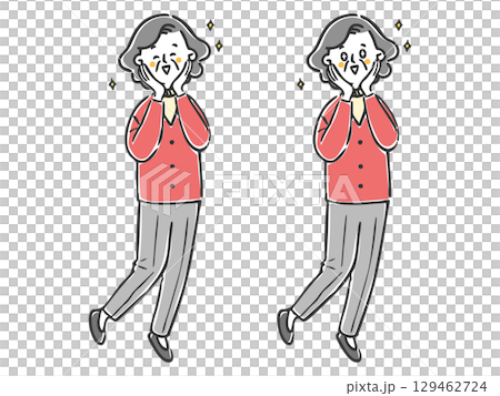 喜んでいるシニア女性 全身 ベクター 喜んでいるシニア女性 全身 ベクター 129462724