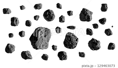 Asteroid or meteorite isolated on white. 129463073