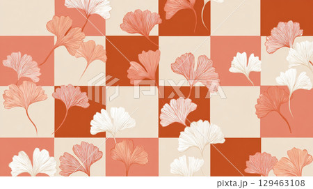 紅葉と和柄_ 秋を感じるイラストレーション 129463108