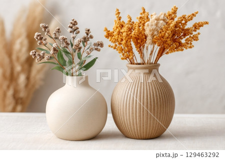 Dried flowers bringing rustic charm to modern interior design 129463292