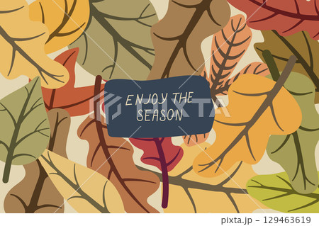 Colorful autumn leaves background inviting to enjoy the season 129463619