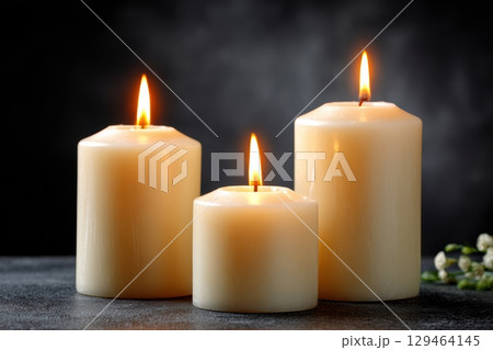 Serene Candlelight Dark Background, Holiday Anniversary Design 129464145