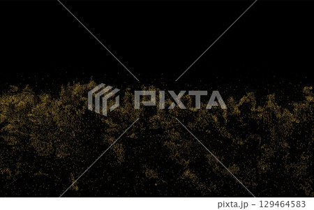Isolated gold wavy pattern from small tinsel on black background Isolated gold wavy pattern from small tinsel on black background 129464583