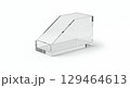 Acrylic pen stand isolated on white background, empty transparent holder, photorealistic front view 129464613