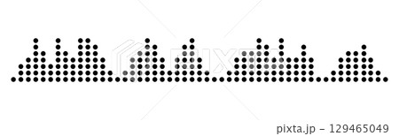 Sound radio wave icon, voice message podcast audio recording. Music waveform pulse, equalizer rhythm symbol. Record level vibration. 129465049