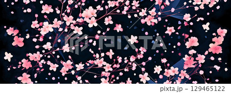 桜の花びらが舞う背景素材 129465122