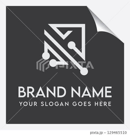 Futuristic Electronic Circuit Logo 129465510