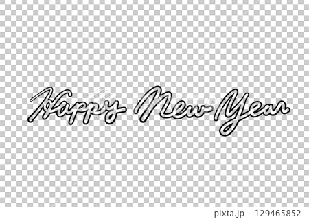 黑白輪廓的新年快樂字體 129465852