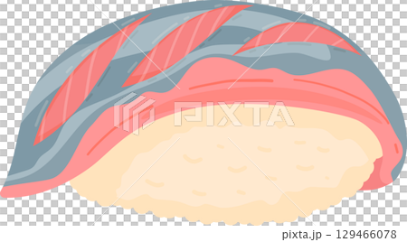 Cartoon iwashi sushi. Japanese cuisine, traditional food icon isolated on white background 129466078