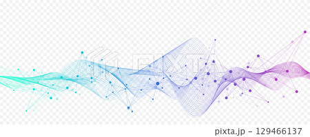 Abstract tech network connection dots. Digital technology and big data analysis background. White background with plexus lines. Geometric background with abstract mesh 129466137