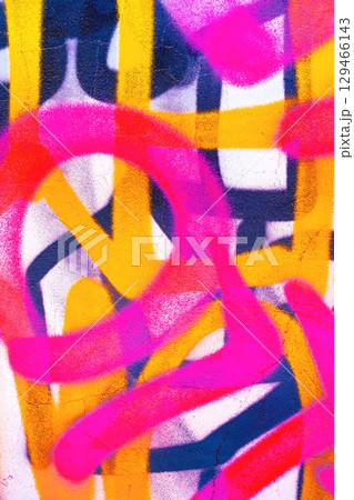 Vibrant Graffiti Pattern in Neon Pink, Orange, Blue for 90s Urban Aesthetic 129466143