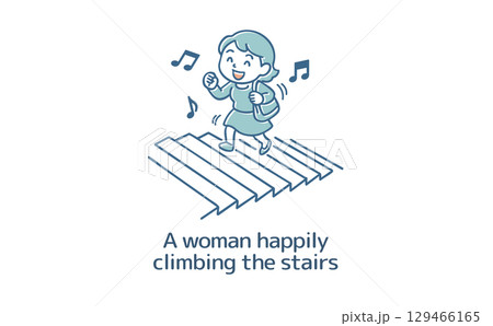 楽しそうに階段を上がる女性 129466165