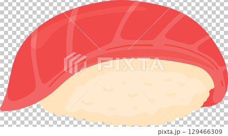 Cartoon tuna sushi. Japanese cuisine, traditional food icon isolated on white background 129466309