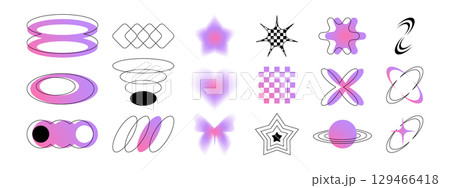 Abstract shapes with y2k gradient effects 129466418