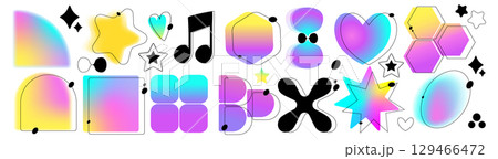 Y2k vibrant gradient shapes and symbols 129466472