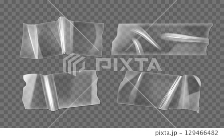 Transparent adhesive tape strips collection 129466482