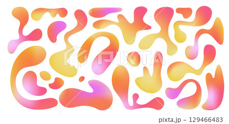 Vibrant funky blobs with liquid gradient Vibrant funky blobs with liquid gradient 129466483