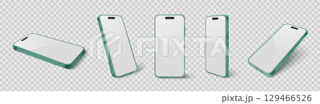 Modern phone mockup set with different angle views 129466526