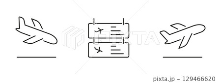 Airplane Takeoff and Landing With Flight Board Line Icon Set. Aircraft Departure, Arrival, and Airport Information Display Symbols. Editable Stroke. Isolated Vector Illustration Airplane Takeoff and Landing With Flight Board Line Icon Set. Aircraft Departure, Arrival, and Airport Information Display Symbols. Editable Stroke. Isolated Vector Illustration 129466620